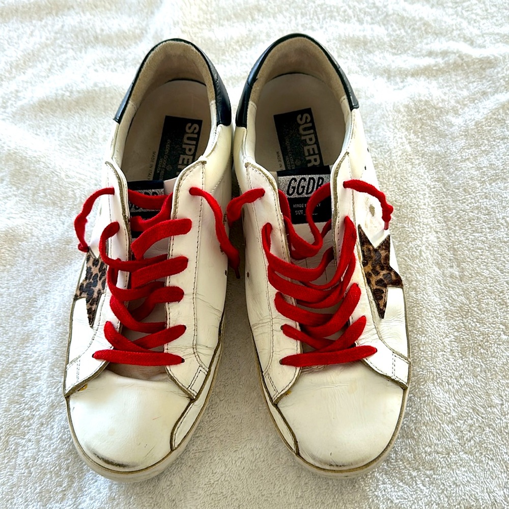 Golden Goose Super-Star Leather with Pony Skin Star, Red Laces Women’s Size 41 - Picture 3 of 8